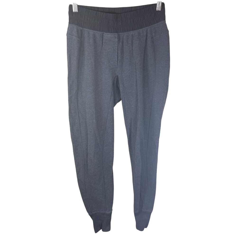 Lululemon Size 4 EUC Womens Joggers Back Pockets Silver Logo Activewear Stretch